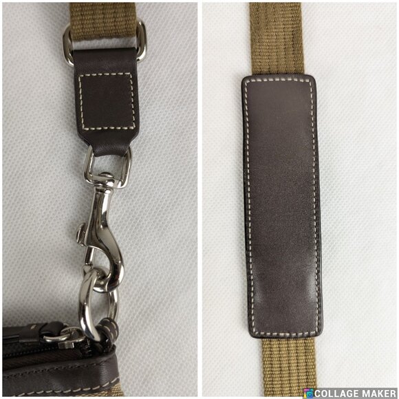 Vintage Coach Small Crossbody Bag Tan Logo Printed Canvas Brown Leather Accents - Picture 10 of 12